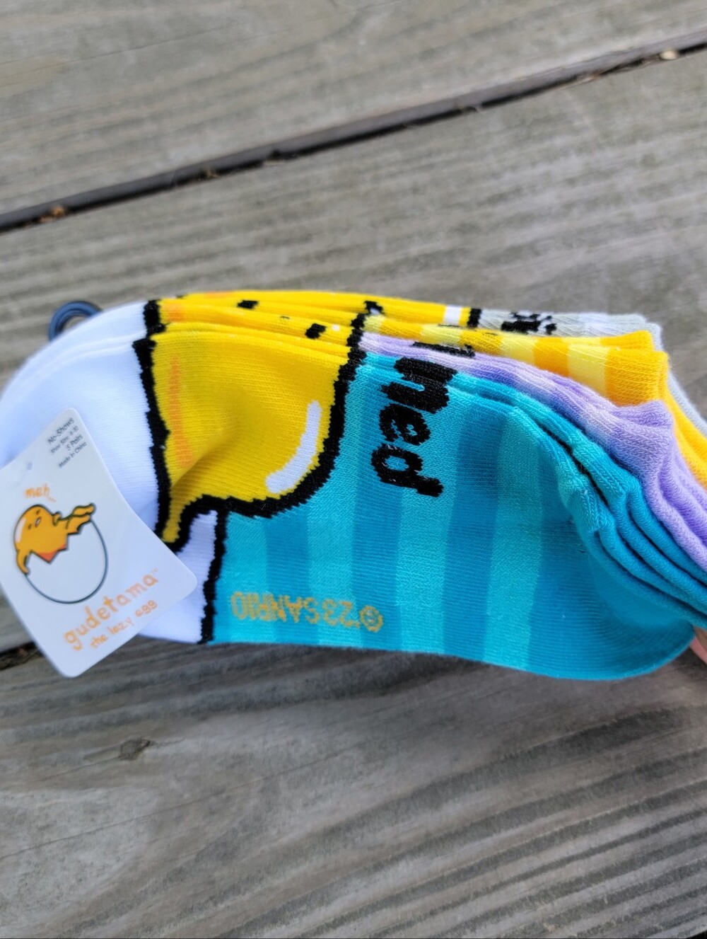 NWT 5 Pairs Gudetama Low-Cut Socks Pack – Yellow, Teal & Purple